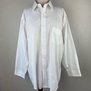 Stafford White Wrinkle Free Button Down Dress Shirt Size 17 1/2 34